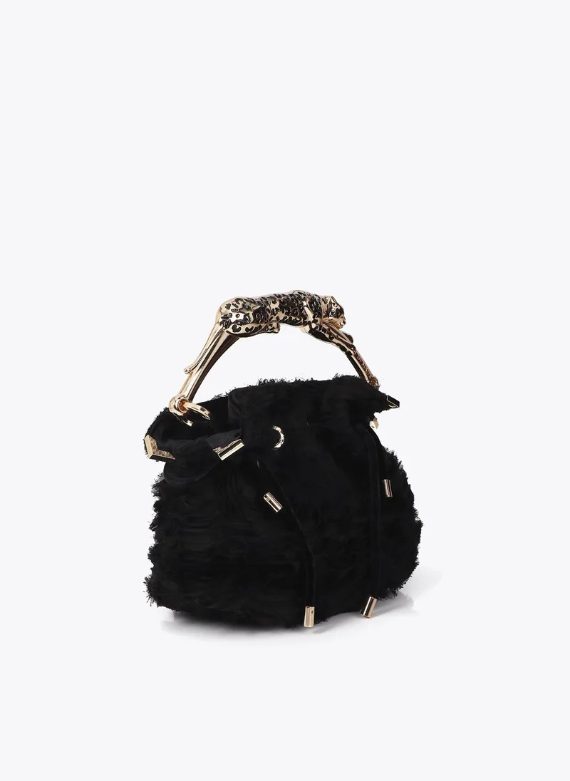 لولا كساديمونت Fantasy Rosette Fabric Bag with Metal Leopard Handle